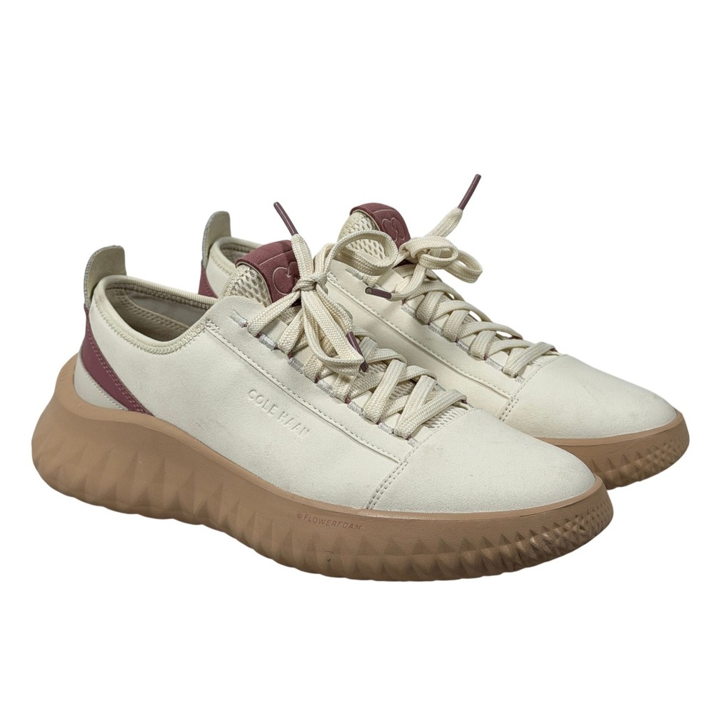 Cole Haan Cream and Brown Sneakers with Mauve Accents